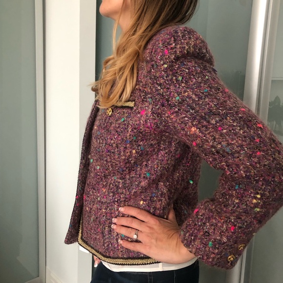 Lavender Mohair Blazer with Gold Embellishments - Picture 4 of 8